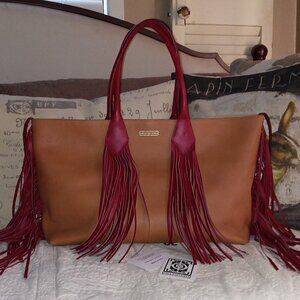 Sara Battaglia Theresa Large Italian Leather Tri Color Tote
